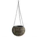 Home4You Hanging Flower Pot Wicker D32xH22cm, Plastic Liner, Brown (38012)