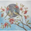Картина маслом Home4You 60x60 см, птицы на ветке, синий (87009)