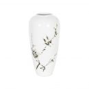 Home4You YOKO Vase D17xH35cm, ceramic, white/black, birds on branch (84409)
