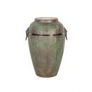 Vāze Home4You LEON D20xH30cm, keramika, antīki-zaļš, ornaments - lauvas galva (84413)