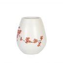 Vāze Home4You YOKO D18xH21cm, keramika, balts/sarkani ziedi (85127)