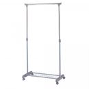 Home4You Clothes Rack FRANK with Shoe Shelf on Wheels, 83x43xH93.5-168cm, Silver-Chrome (12984)