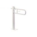 Mediclinics Support Armrest Mediepoxy, Lift-up, with Toilet Paper Holder, Floor Mounted, 721x800 mm, White Epoxy-coated Steel, BGC710