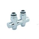 Herz DE LUXE Connection double block Herz-3000, for two-pipe systems, straight, chrome-plated, S326604