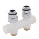 Herz DE LUXE Connection double block Herz-3000, for two-pipe systems, straight, white, S326601