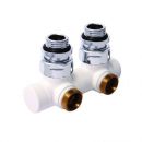 Herz DE LUXE Connection double block Herz-3000, for two-pipe systems, angle, white, S326611
