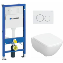 Iebūvējamais Tualetes Pods Geberit Modo rimfree ar montāžas rāmi Duofix Basic Delta, ar SC/QR vāku, balta poga Delta20 (KK MODO DELTA WH)