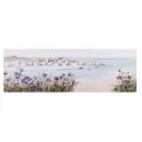 Home4You Oil Painting 50x150cm, Beach / Purple Flowers (85307)