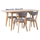 Home4You Jonna Dining Room Set, Table + 4 Chairs, 160x80x76cm, Natural (K10514)
