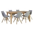 Home4You Retro Dining Room Set, Table + 6 Chairs, 190x90x75cm, Natural (K199212)