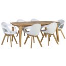 Home4You Retro Dining Room Set, Table + 6 Chairs, 190x90x75cm, Natural (K199213)