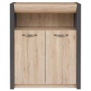 Black Red White Executive Chest of Drawers, 90x40.5x113.5cm, Oak (S340-REG2D1S/11/9-SZW/DSAJ)