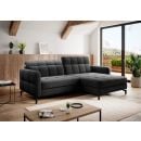 Eltap Lorelle Berlin Corner Pull-Out Sofa 160x225x105cm, Black (Lore_89)