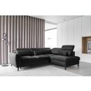 Eltap Noble Savoi Corner Pull-Out Sofa 201x255x100cm, Black (CO-NOB-RT-10SAV)