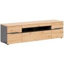 Black Red White Memphis TV Stand, 192x47x53cm, Oak/Grey (S545-RTV2D1S/5/19-GF/DASN)