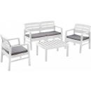 Home4You Java Furniture Set, Table + Sofa + 2 Chairs, White, Grey (105404)