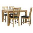 Комплект для столовой Home4You Chicago, Стол + 4 стула, 120x90x76см, Дуб (K84028)
