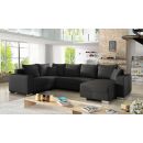 Stūra Dīvāns Izvelkams Eltap Marco Soft 53x312x92cm, Melns (Mc_10)