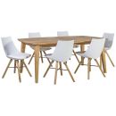 Home4You Retro Dining Room Set Table + 6 Chairs Brown/White (K199211)