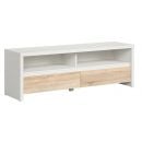 Black Red White Kaspian TV Stand, 143.5x55.5x33.5cm, Oak, White (S128-RTV2S-BI/DSO)