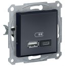 Schneider Electric Asfora Flush-mounted Data Socket, Anthracite (EPH2700371)