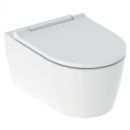 Geberit One Rimless Turbo Flush Toilet Bowl with Horizontal (90°) Outlet and Seat, White (500.201.01.1)