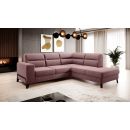 Eltap Cassara Velvetmat Corner Pull-Out Sofa 237x277x100cm, Pink (CO-CAS-RT-24VE)