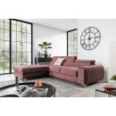 Eltap Grayson Velvet Corner Pull-Out Sofa 205x275x98cm, Pink (CO-GRA-LT-24VE)