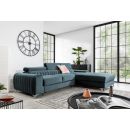 Eltap Grayson Velvetmat Corner Pull-Out Sofa 205x278x92cm, Blue (CO-GRA-RT-100VE)