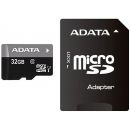 Карта памяти Adata AUSDH32GUICL10-PA1 Micro SD 32 ГБ, 50 МБ/с, с адаптером SD, черно-серая