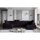 Eltap Escada MatVelvet Corner Pull-Out Sofa 200x330x98cm, Black (Esc_48)