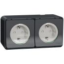 Schneider Electric Mureva Styl Surface-Mounted Socket Outlet 2P+E, With Lid, IP55, Grey (MUR36029)