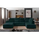 Eltap Evanell MatVelvet Corner Pull-Out Sofa 216x336x102cm, Green (Evl_47)