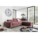 Eltap Grayson Velvet Corner Pull-Out Sofa 205x275x98cm, Pink (CO-GRA-RT-24VE)