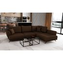 Eltap Larde Flores Corner Pull-Out Sofa 191x276x90cm, Brown (CO-LAR-RT-21FL)