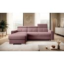 Eltap Fresia Velvetmat Corner Pull-Out Sofa 176x247x104cm, Pink (CO-FR-LT-24VE)