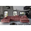 Eltap Eduardo Monolith Corner Pull-Out Sofa 60x345x90cm, Pink (Edr_42)