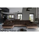 Eltap Eduardo Monolith/Monolith Corner Pull-Out Sofa 60x345x90cm, Brown (Edr_08)