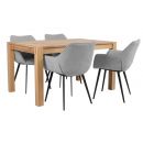 Home4You Chicago Dining Room Set, Table + 4 chairs, 140x90x76cm, Grey (K840295)