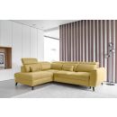 Eltap Noble Savoi Corner Pull-Out Sofa 201x255x100cm, Yellow (CO-NOB-LT-45SAV)