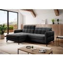 Eltap Lorelle Berlin Corner Pull-Out Sofa 160x225x105cm, Black (Lore_144)