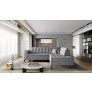 Eltap Lanvin Flowers Corner Pull-Out Sofa 210x260x93cm, Grey (CO-LAN-RT-04FL)