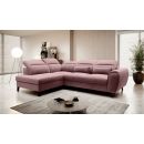 Eltap Noble Velvetmat Corner Pull-Out Sofa 201x255x100cm, Pink (CO-NOB-LT-24VE)