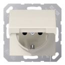 Jung Schuko Surface-Mounted Socket Outlet 1-gang with Earth Contact and Cover, Ivory (AS1520KL)