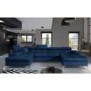 Eltap Eduardo Monolith Corner Pull-Out Sofa 60x345x90cm, Blue (Edr_15)