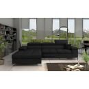 Stūra Dīvāns Izvelkams Eltap Ricardo Kronos 205x281x88cm, Melns (CO-RIC-LT-07KRO)