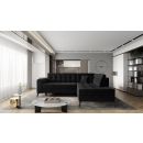 Eltap Lanvin Velvetmat Corner Pull-Out Sofa 210x260x93cm, Black (CO-LAN-RT-10VE)