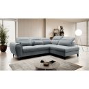 Eltap Noble Velvetmat Corner Pull-Out Sofa 201x255x100cm, Grey (CO-NOB-RT-04VE)