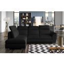 Eltap Loreto MatVelvet Corner Pull-Out Sofa 60x260x102cm, Black (Lor_77)