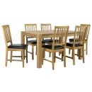 Комплект для столовой Home4You Chicago, Стол + 6 стульев, 140x90x76см, Дуб (K84029)